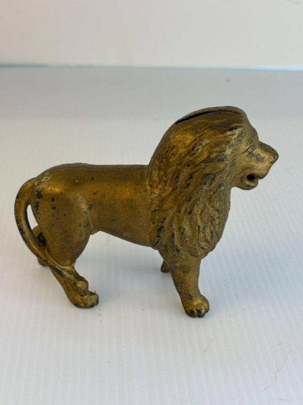 Antique Vintage Cast Iron Stll Lion Coin Bank